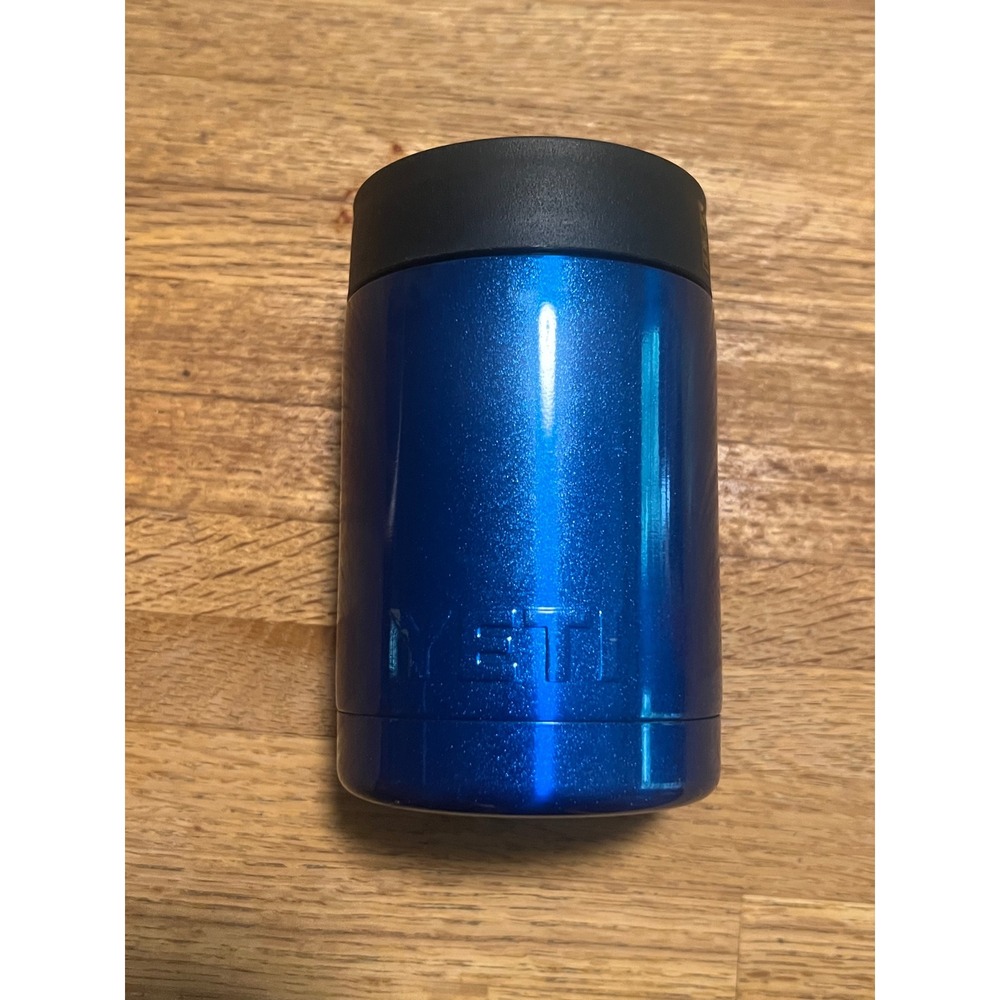YETI Rambler 12 oz Colster Can Insulator Metallic Blue Stainless Steel Drinkware